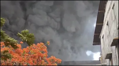 महाराष्ट्र के ठाणे में प्लाईवुड गोदाम में भारी आग