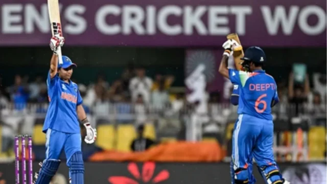 Amanjot Kaur and Deepti Sharma half-century partnership helps India beat Sri Lanka in Womens World Cup 2025