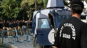 Gujarat ATS team presenting arrested ISIS terrorists involved in failed terror attack plot in India.