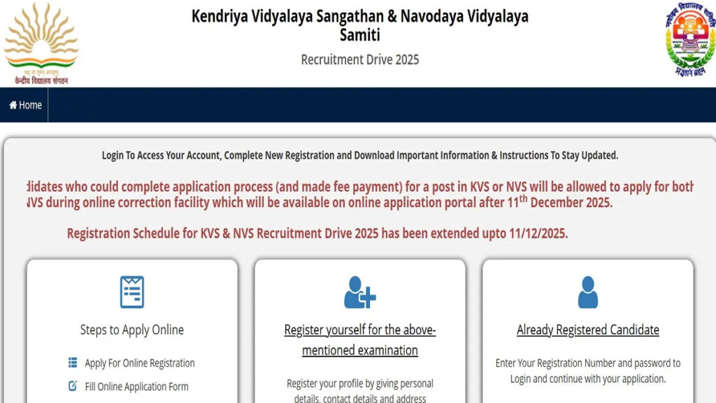 KVS and NVS Vacancy 2025 – Apply for Teaching and Non-Teaching Posts before Last Date