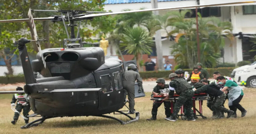 Thai Air Force F-16 fighter jets carrying out airstrikes near the Thailand Cambodia border amid rising tensions