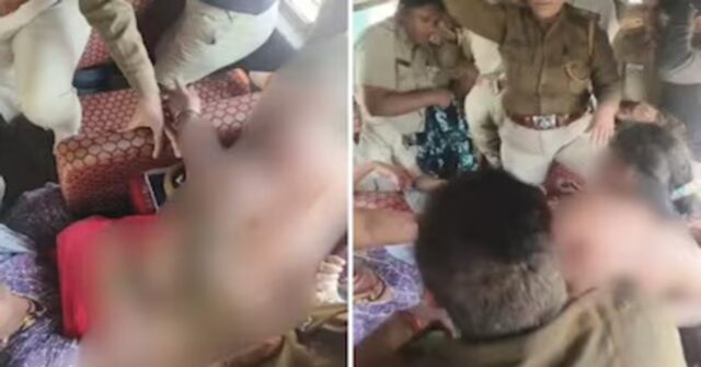 BJP woman worker surrounded by police during clash in Hubli Karnataka
