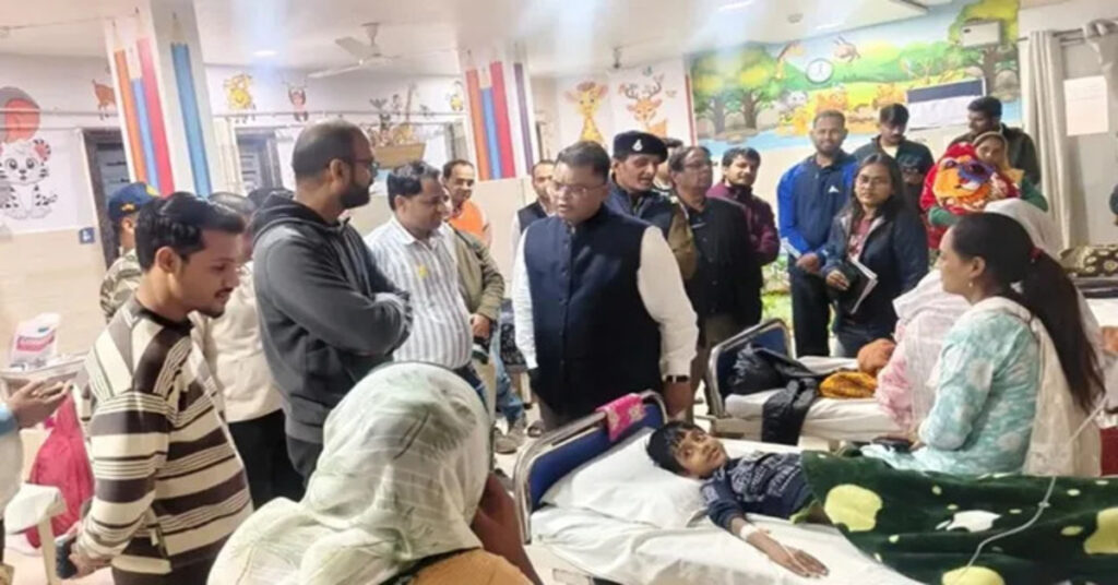 Residents and health officials checking contaminated drinking water supply in Mhow Indore