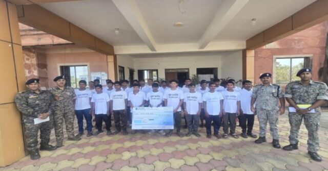 Security forces with surrendered Maoists in Sukma district during anti-Naxal operation