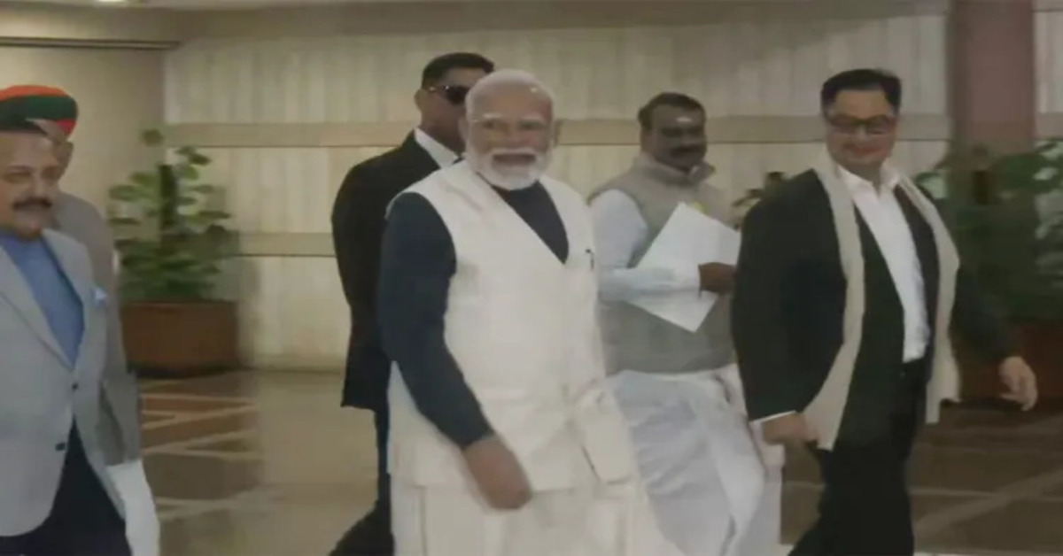 Prime Minister Narendra Modi addressing the NDA parliamentary party meeting in New Delhi.